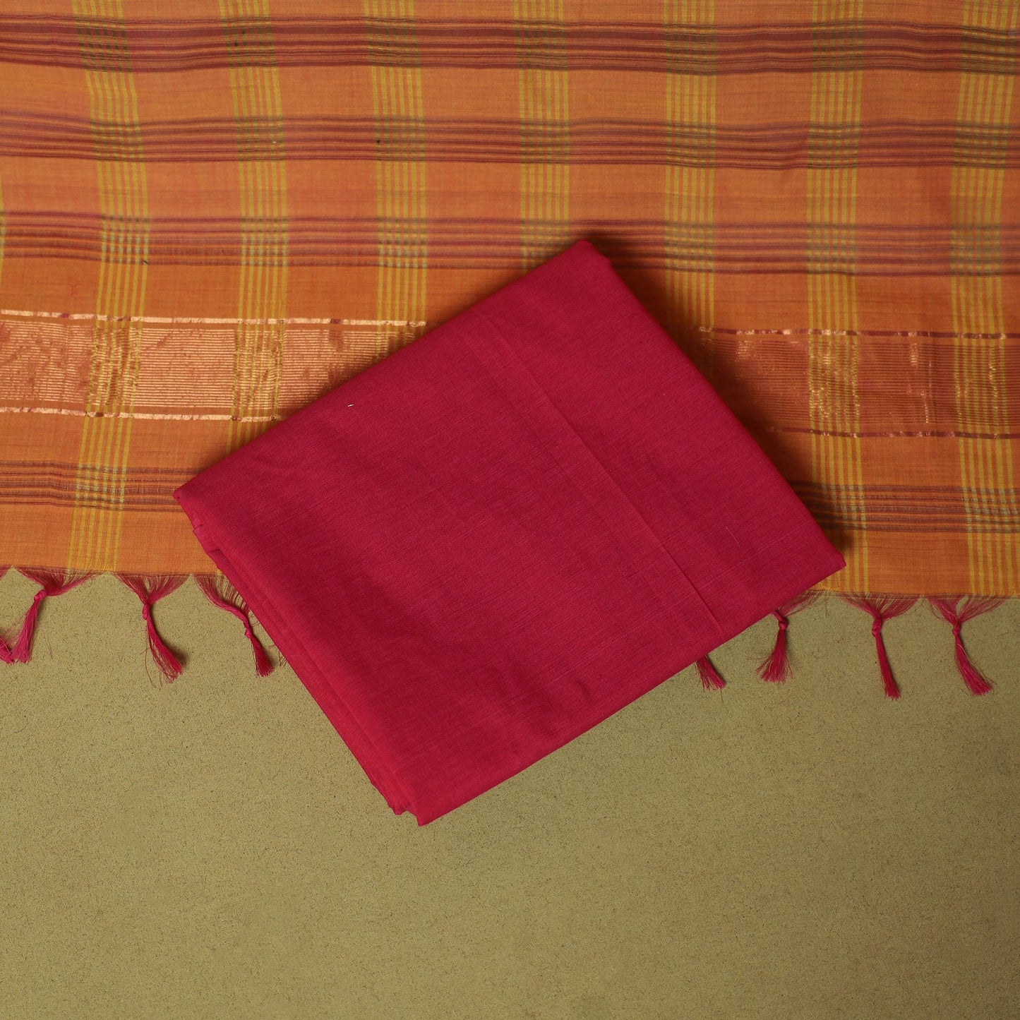 Peach - 3pc handloom cotton mangalagiri dress material 13