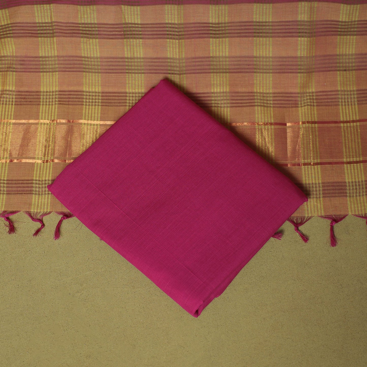 Peach - 3pc handloom cotton mangalagiri dress material 18