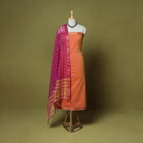 Peach - 3pc handloom cotton mangalagiri dress material 18