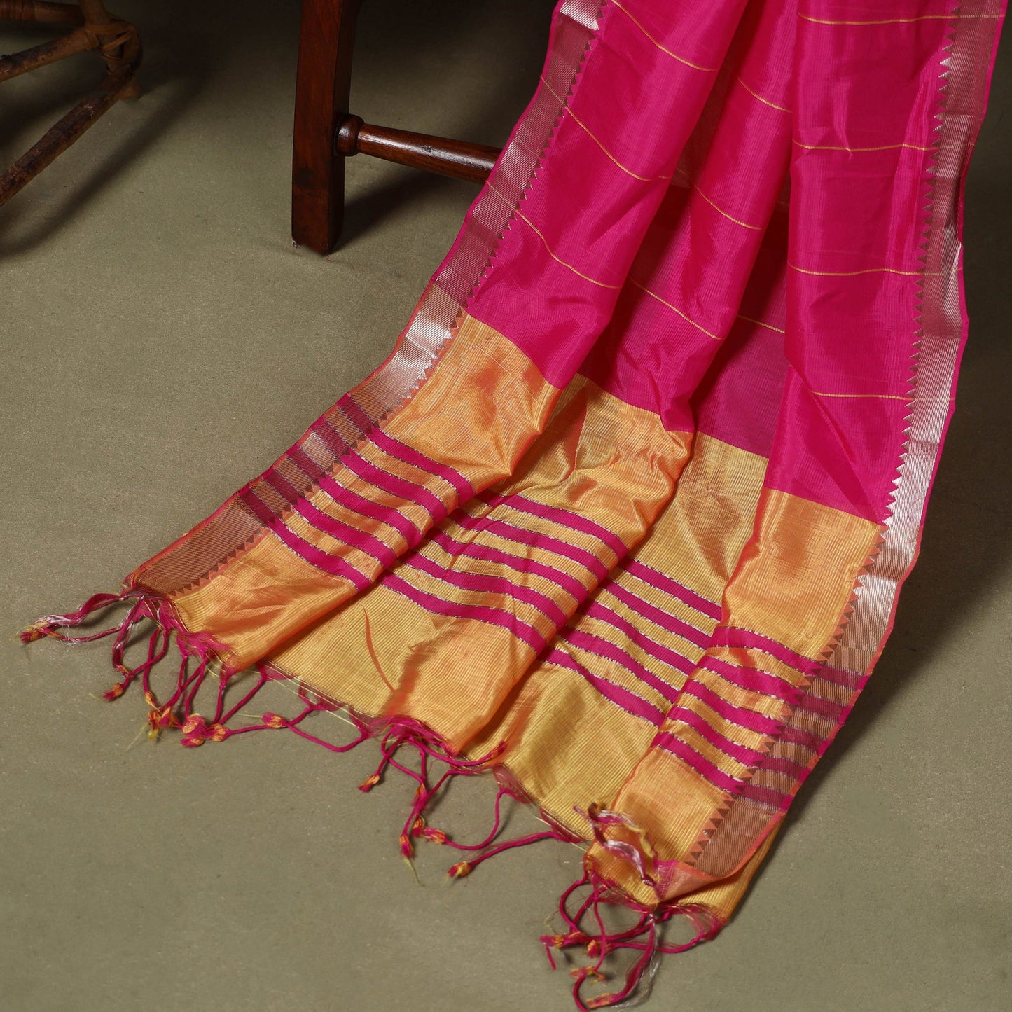 Peach - 3pc handloom unstitched mangalagiri dress material