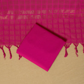 Peach - 3pc karnataka weave cotton unstitched khun dress