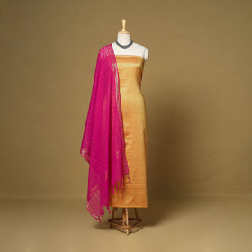 Peach - 3pc karnataka weave cotton unstitched khun dress