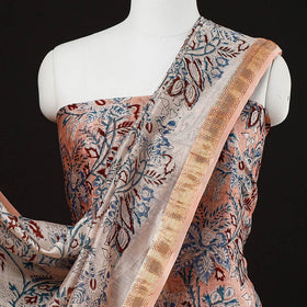  3pc Sanganeri Block Printed Maheshwari Silk Suit Material Set 