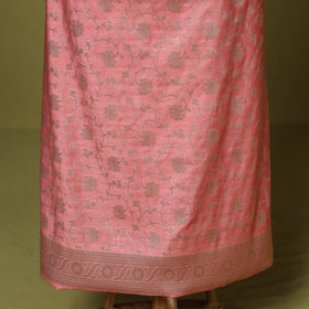 Peach - 3pc tanchoi silk cotton unstitched banarasi dress