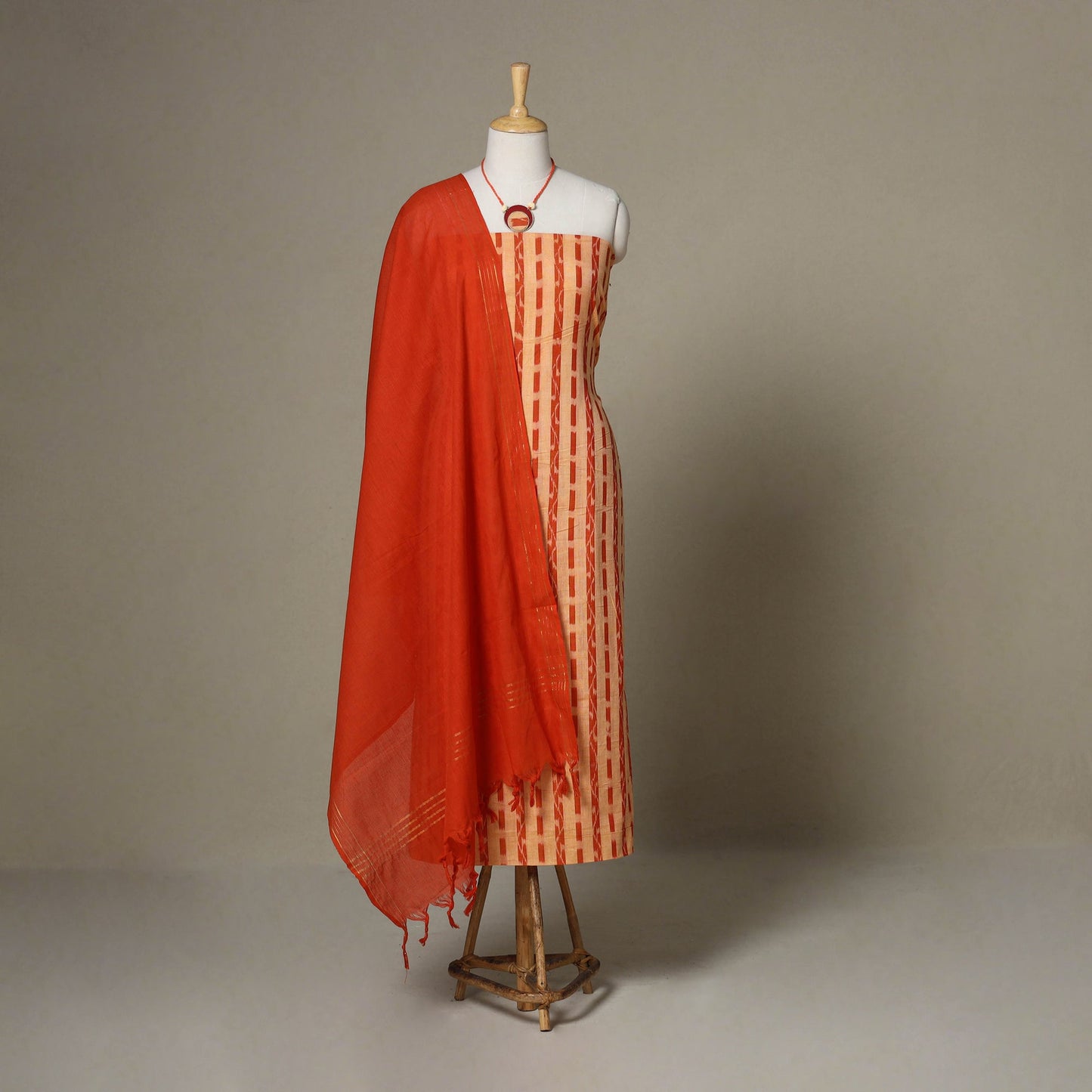 Peach - 3pc unstitched sambalpuri ikat dress material