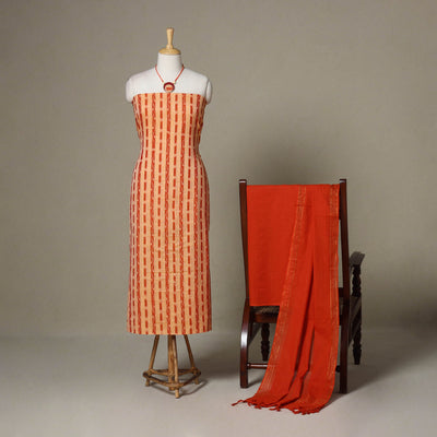 Peach - 3pc unstitched sambalpuri ikat dress material
