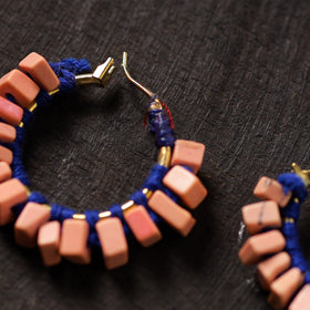 Peach - aakriti handmade thread & stone work earrings 02