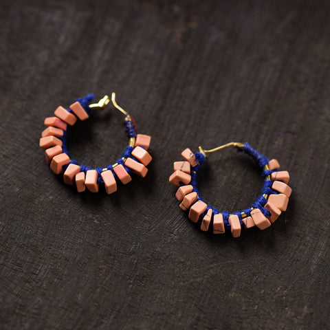 Peach - aakriti handmade thread & stone work earrings 02