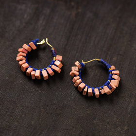 Peach - aakriti handmade thread & stone work earrings 02