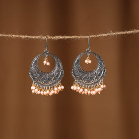 Peach Anaya German Silver Beaded Earrings 