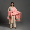 Peach - assam weave thread buti cotton handloom dupatta 03