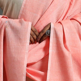 Peach - assam weave thread buti cotton handloom dupatta 03