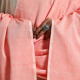 Peach - assam weave thread buti cotton handloom dupatta 13