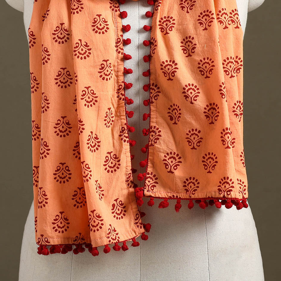 Peach - bagh cotton stole 37 - handcrafted