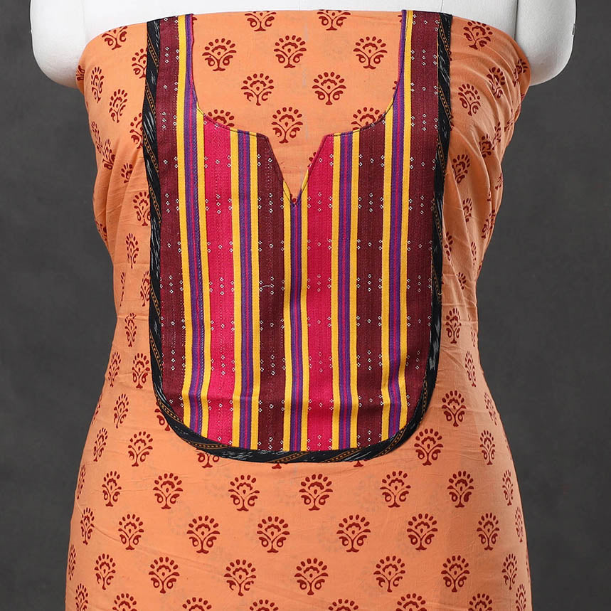 Peach - bagh cotton unstitched kurta material