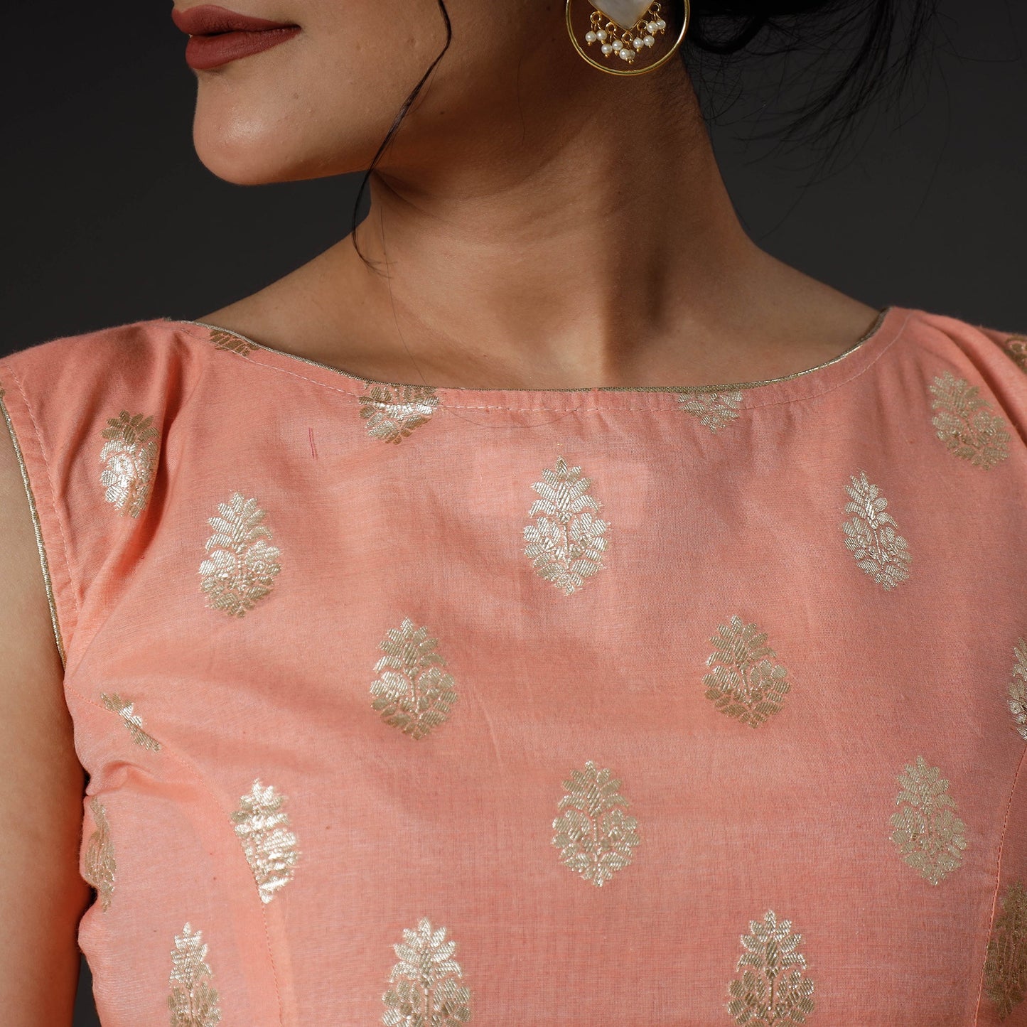 Buy Banarasi Handwoven Cutwork Zari Buti Silk Cotton Stitched Blouse Online at iTokri.com