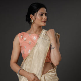 Buy Banarasi Handwoven Cutwork Zari Buti Silk Cotton Stitched Blouse Online at iTokri.com