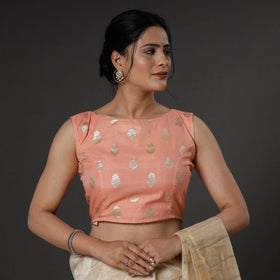 Buy Banarasi Handwoven Cutwork Zari Buti Silk Cotton Stitched Blouse Online at iTokri.com