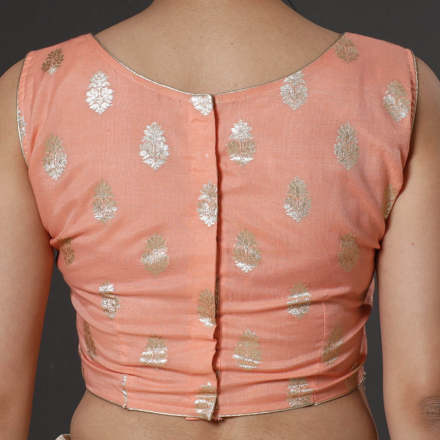 Buy Banarasi Handwoven Cutwork Zari Buti Silk Cotton Stitched Blouse Online at iTokri.com