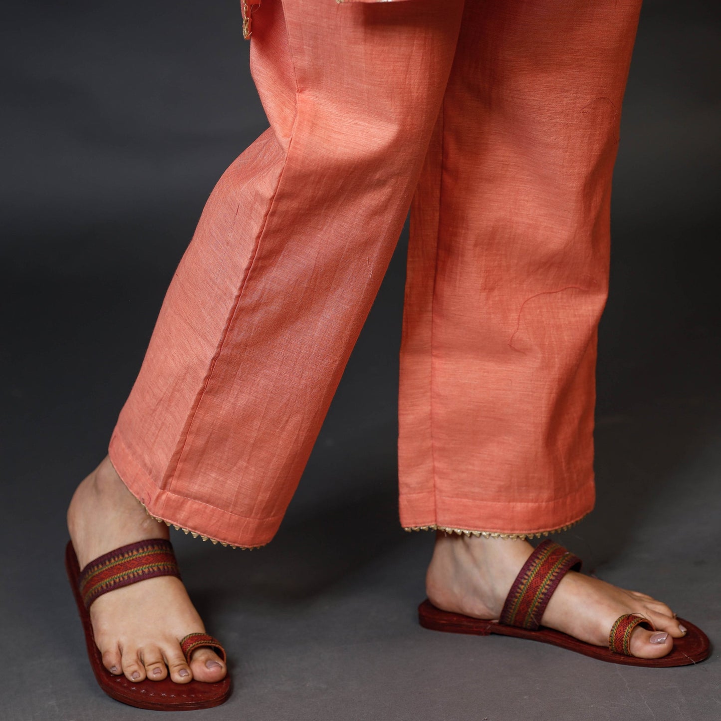 Peach - banarasi silk zari work kurta with palazzo &