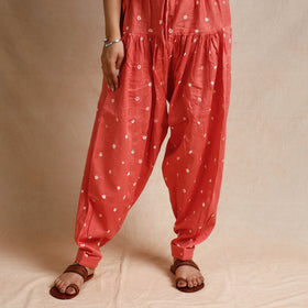 Peach - bandhani cotton kurta with salwar & dupatta set