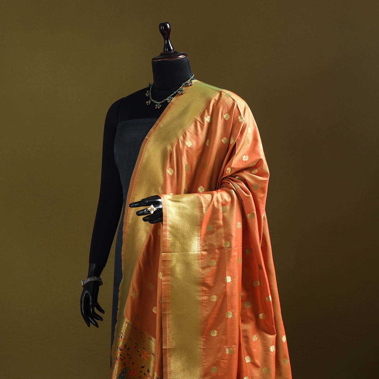 Purple - bangalore silk paithani dupatta 03 - handcrafted