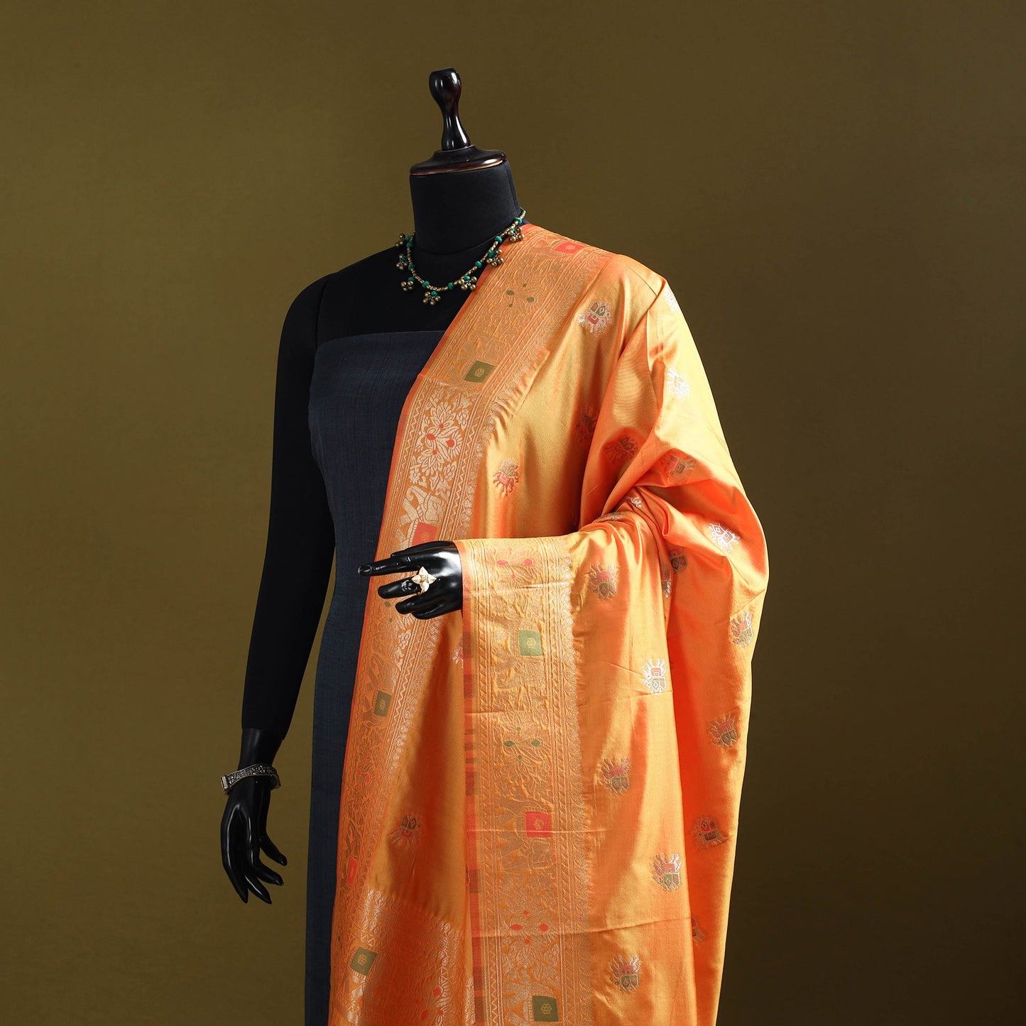 Purple - bangalore silk paithani dupatta 04 - handcrafted