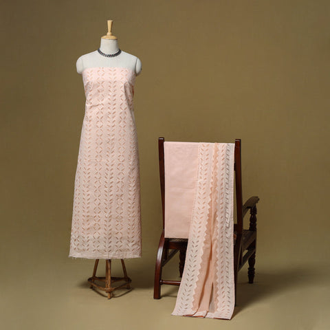 Barmer applique cut work cotton 3pc unstitched dress