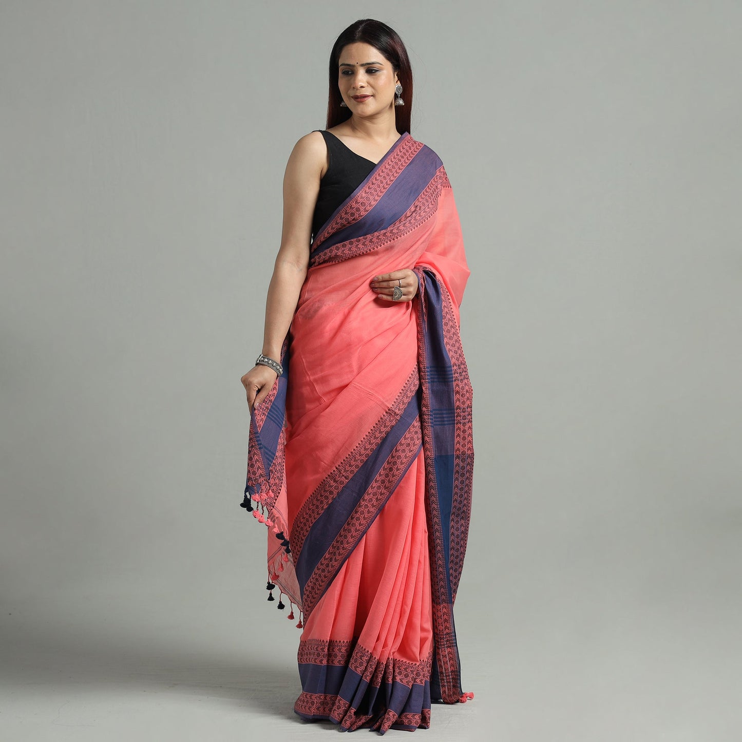 Buy Bengal  Border Handloom Pure Cotton Saree 56 Online at iTokri.com
