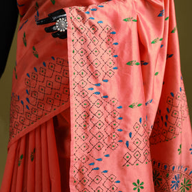 Bengal hand embroidered silk nakshi kantha saree 09