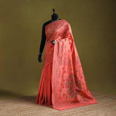 Bengal hand embroidered silk nakshi kantha saree 32