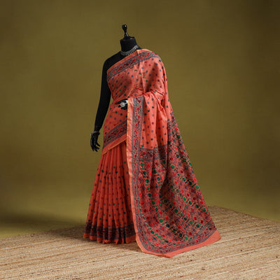 Bengal hand embroidery silk cotton kantha saree 09