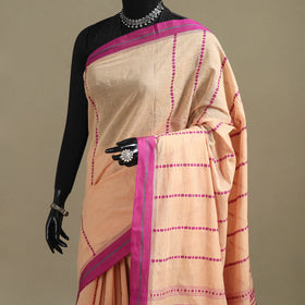 Peach - bengal handwoven cotton begumpuri saree 26