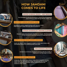 Peach -bengal jamdani handloom katan silk dupatta