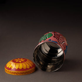 Peach Bengal Patua Handpainted Stainless Steel Multi Utility Canister