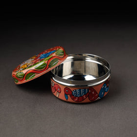 Peach Bengal Patua Handpainted Stainless Steel Multi Utility Container