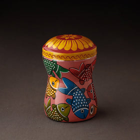 Peach Bengal Patua Handpainted Stainless Steel Multi Utility Canister