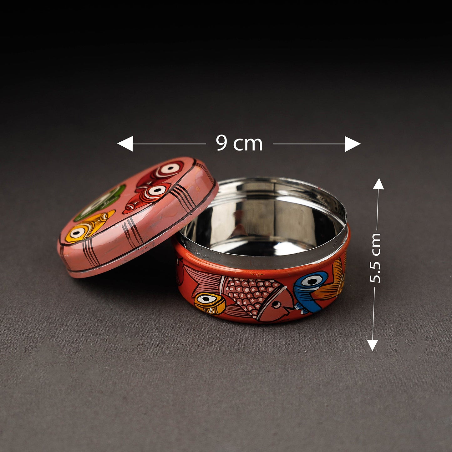 Peach Bengal Patua Handpainted Stainless Steel Multi Utility Container