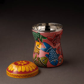 Peach Bengal Patua Handpainted Stainless Steel Multi Utility Canister