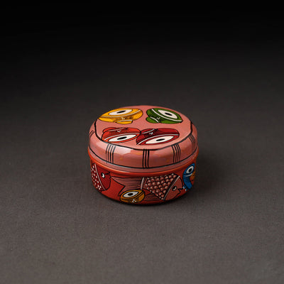 Peach Bengal Patua Handpainted Stainless Steel Multi Utility Container