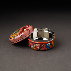 Peach Bengal Patua Handpainted Stainless Steel Multi Utility Container