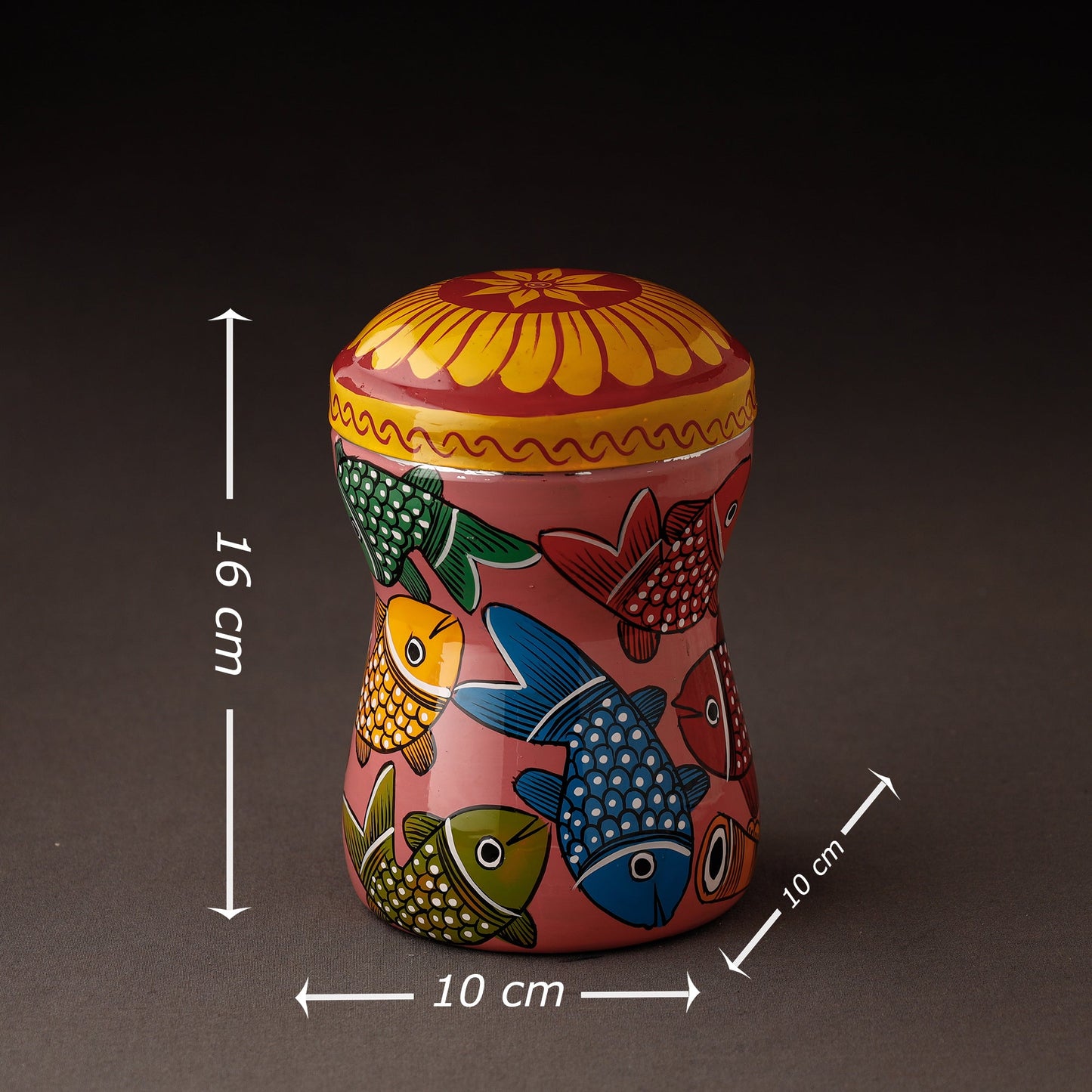 Peach Bengal Patua Handpainted Stainless Steel Multi Utility Canister