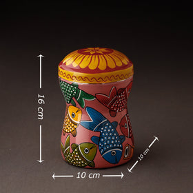 Peach Bengal Patua Handpainted Stainless Steel Multi Utility Canister