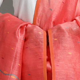 Peach - bengal tussar silk handloom dupatta with tassels 03