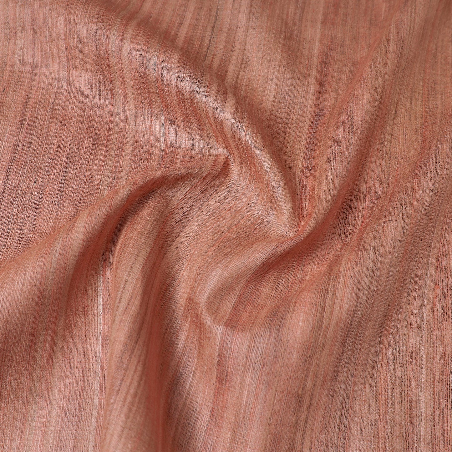 Buy Peach Bhagalpuri Handwoven Pure Desi Tussar Silk Fabric