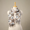 Peach - cotton sanganeri stole with tassels 129