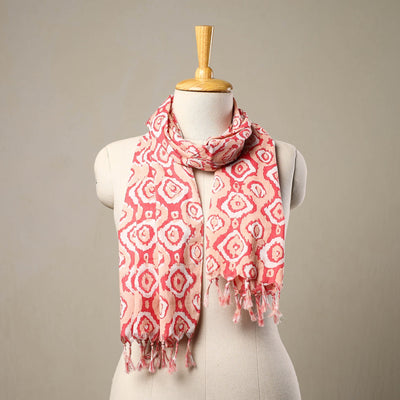 Buy Multicolor Block Print Cotton Sanganeri Stole with Tassels