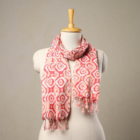 Buy Multicolor Block Print Cotton Sanganeri Stole with Tassels