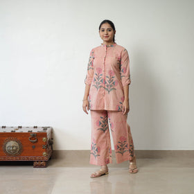 Peach - Block Printed Cotton Sanganeri Co-Ord Set 08