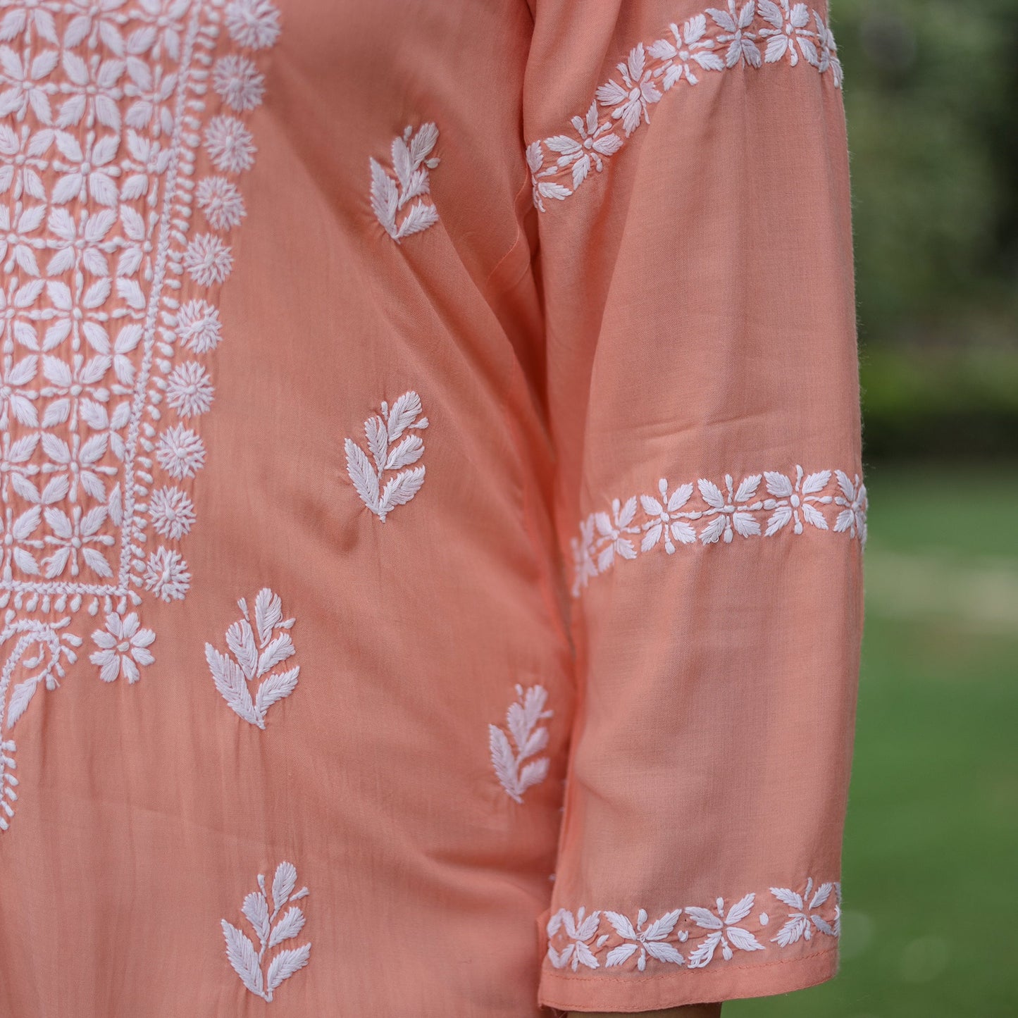 Chikankari Hand Embroidered Rayon Cotton Long Kurta for Women